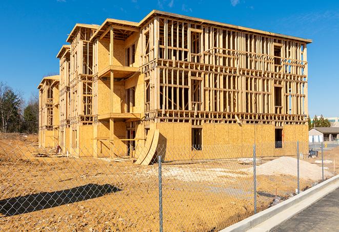 a view of a temporary chain link fence that surrounds a construction site, providing security in Oceanside CA